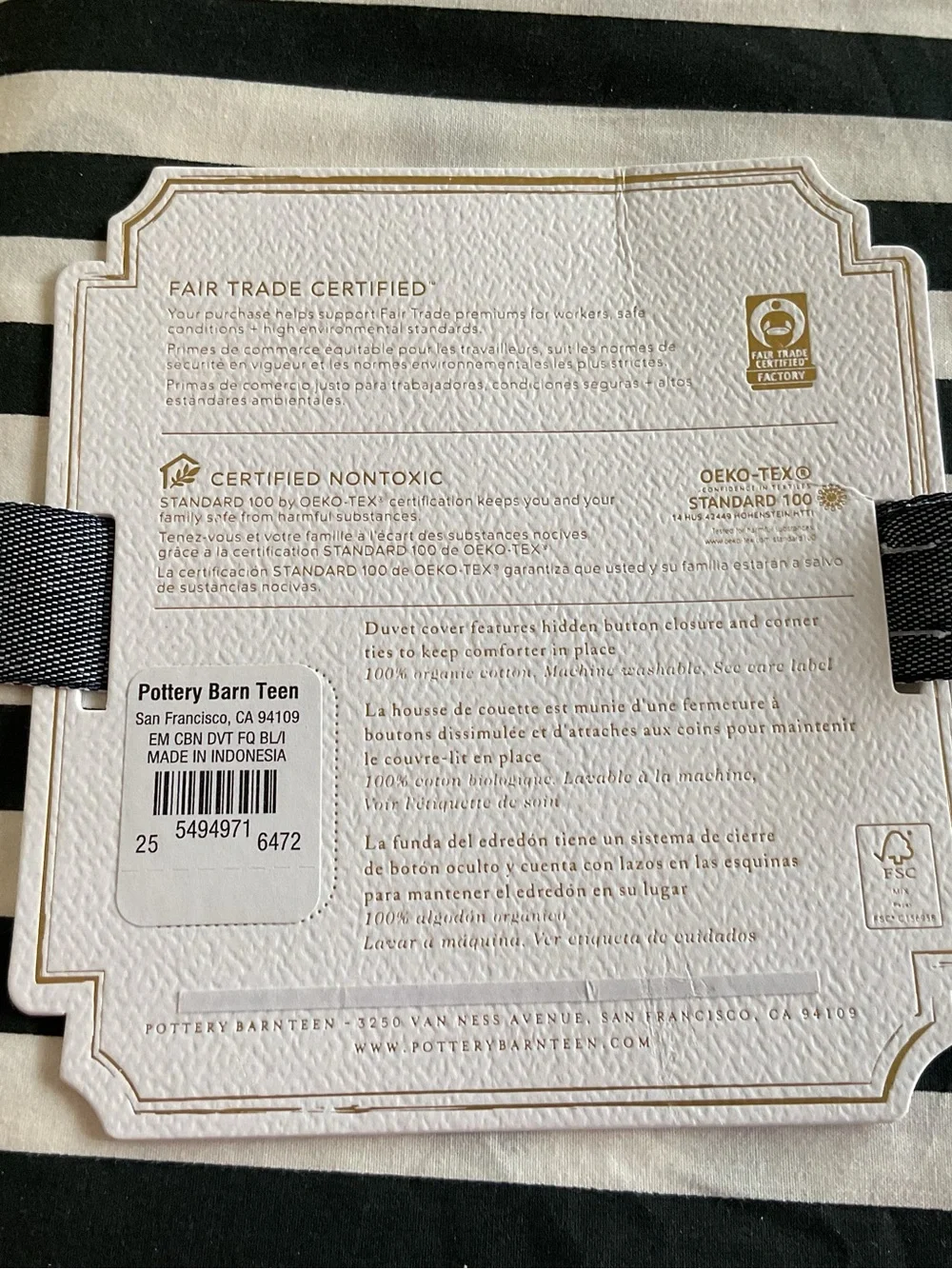 Pottery Barn Teen Emily & Meritt Cabana Stripe Full/Queen Duvet Cover- New Tag